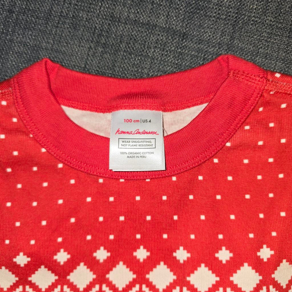 Kids Hanna Andersson Pajama Set Red/White Size 4 - Picture 4 of 4